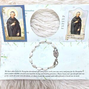 †St.Peregrine Good Health Saint Anthony Prayer Pearlized Beaded Toggle Bracelet